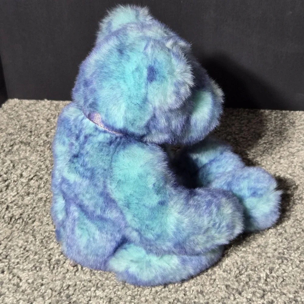 VTG TY CLASSIC BLUEBEARY Teddy Bear Plush‎ W/Tag Purple Bow Stuffed Animal 1999